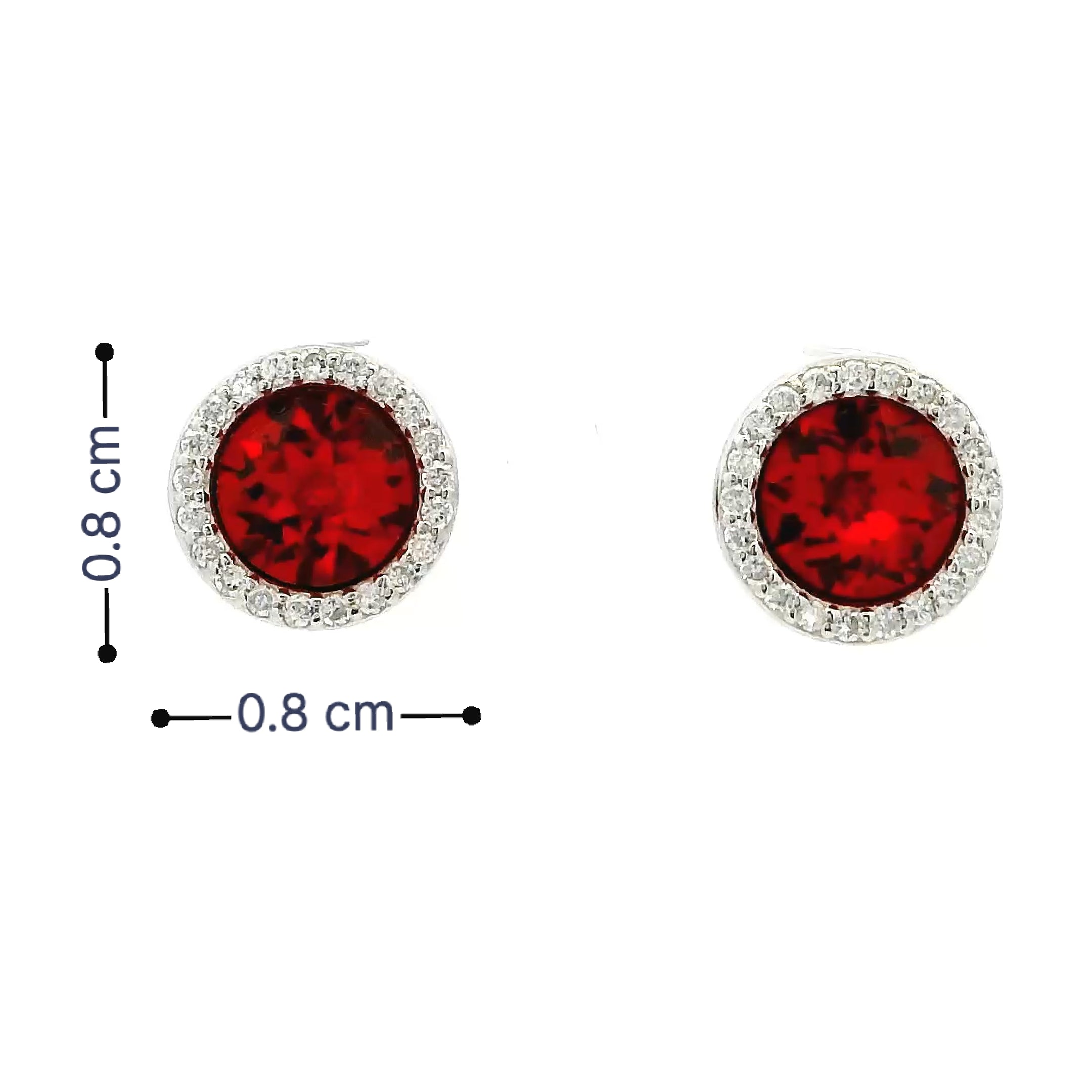 Crimson Sparkle Halo Stud Earrings
