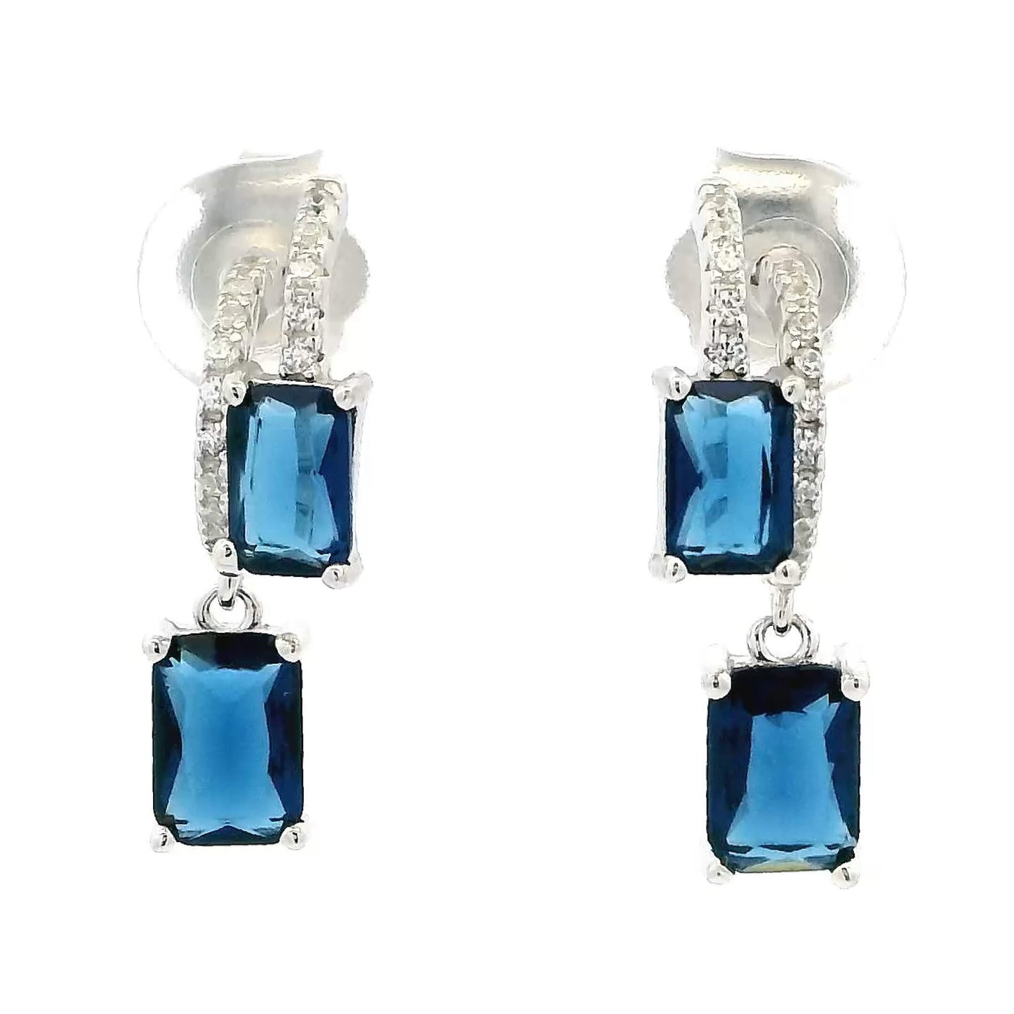 Deep Blue Crystal Drop Earrings