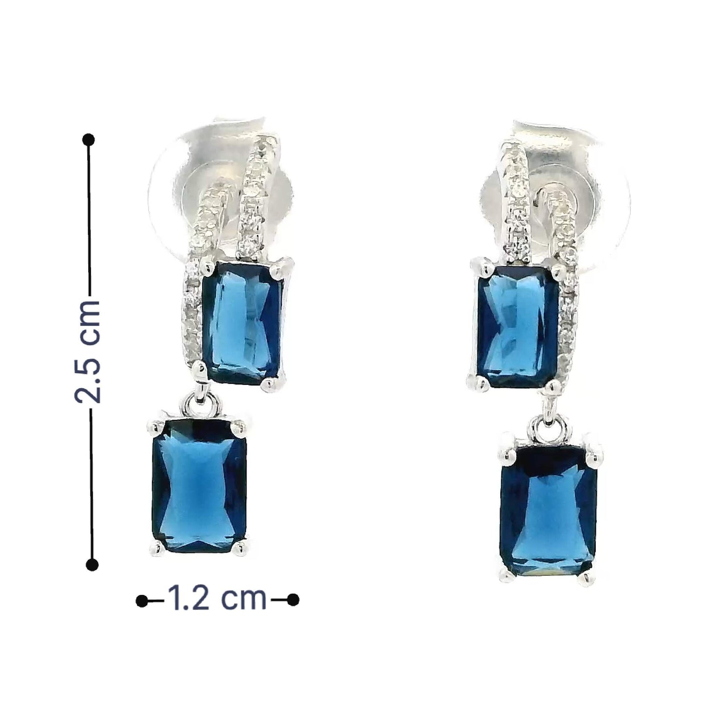 Deep Blue Crystal Drop Earrings