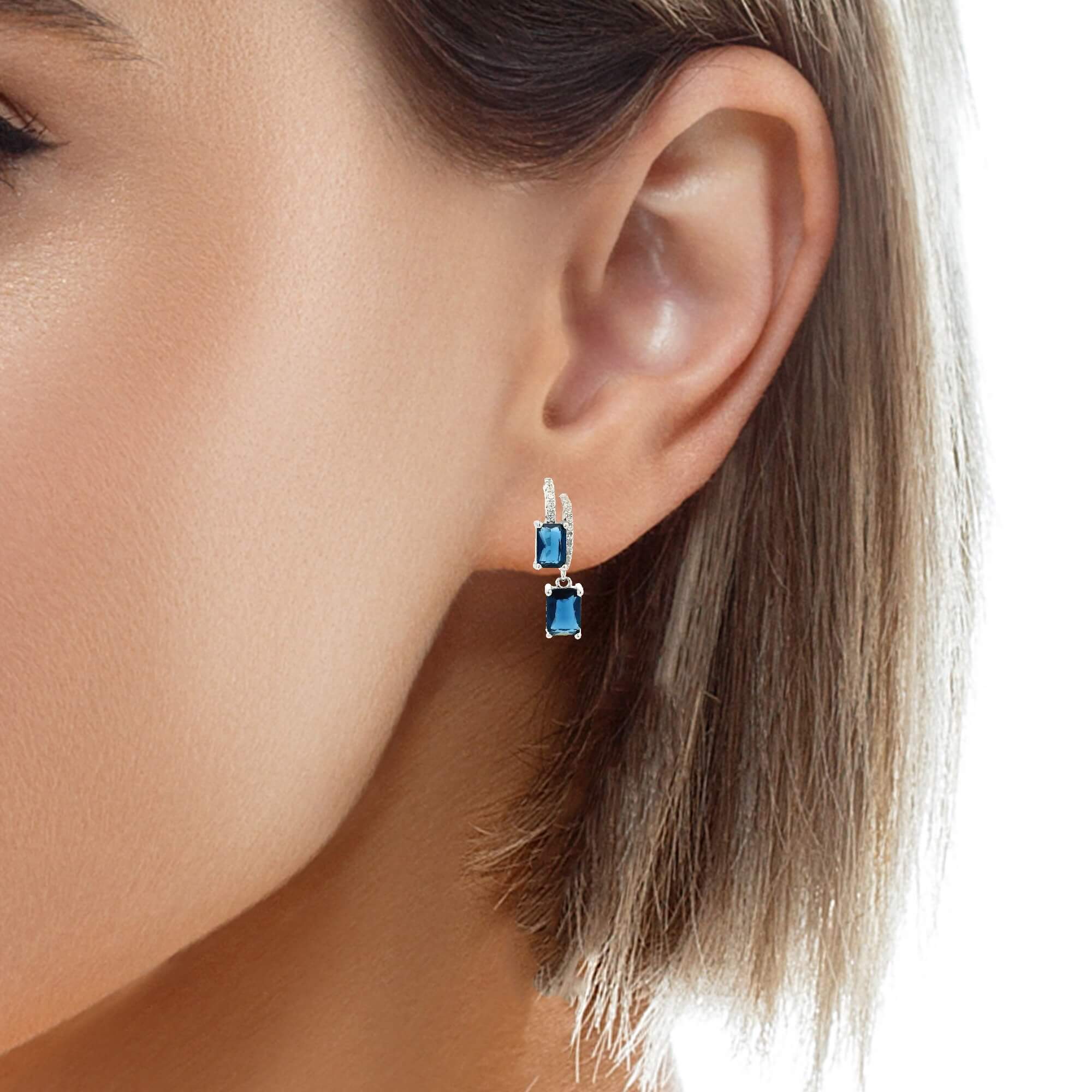 Deep Blue Crystal Drop Earrings