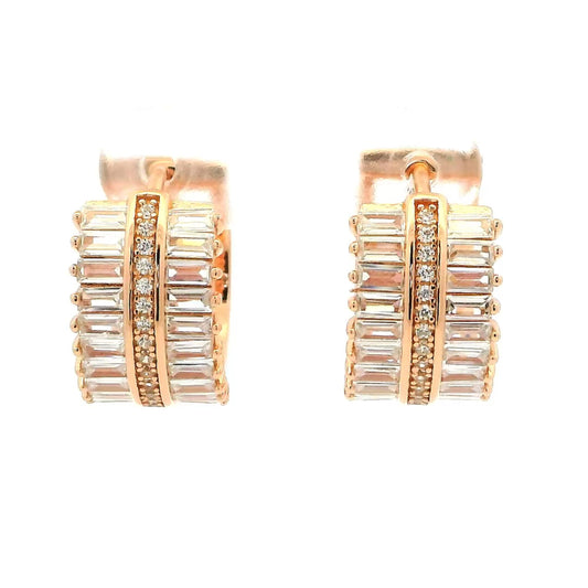 Chic Multi Row Baguette Stone Hoops