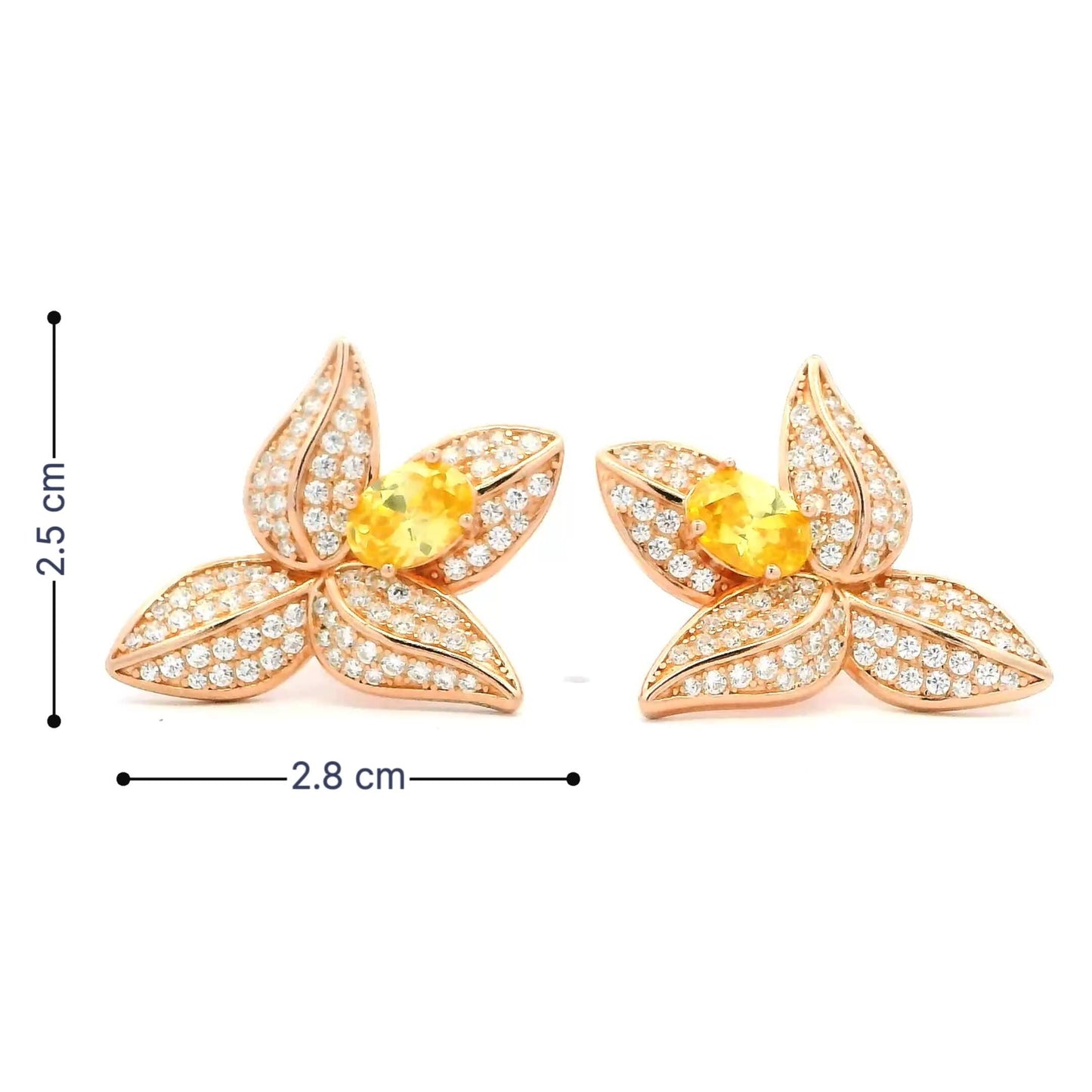 Yellow Gemstone Bloom Studs
