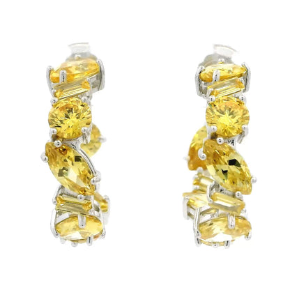 Exquisite Yellow Gemstone Hoops