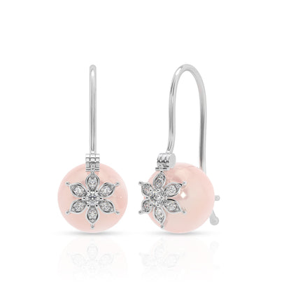 Delicate Pink Pearl Floral Drop Earrings
