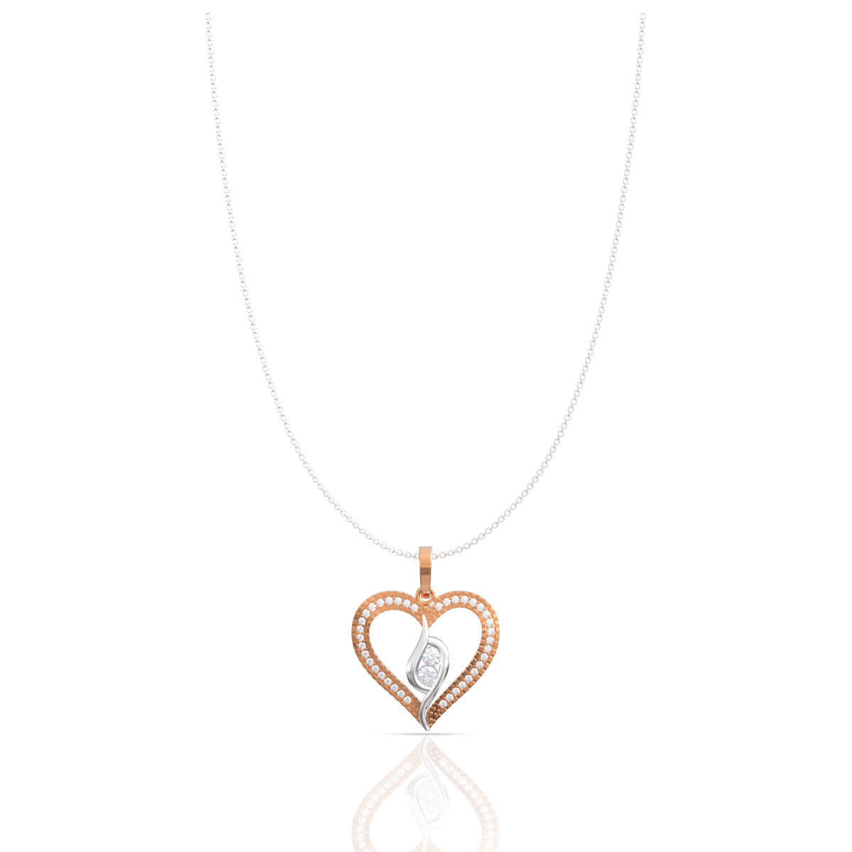 Sterling Silver Rose Gold Heart Pendant