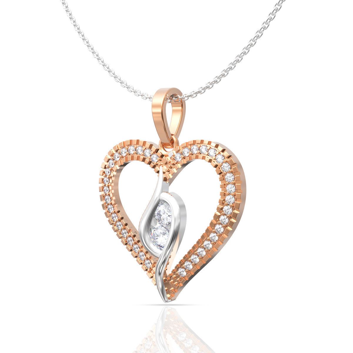 Sterling Silver Rose Gold Heart Pendant