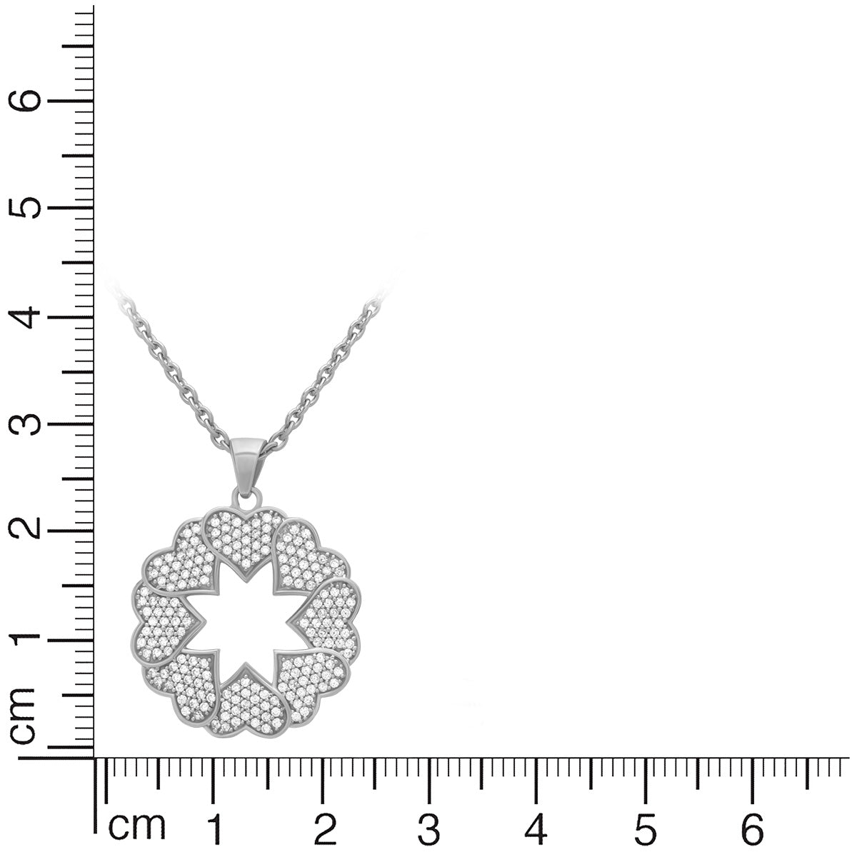 Silver Cupid Heart Diamond Pendant with Link Chain