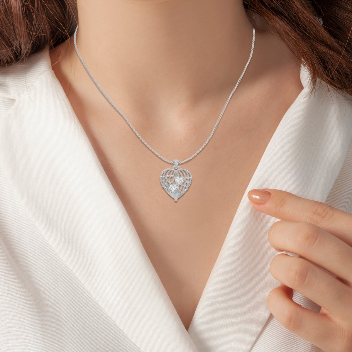 Silver Heart Mesh Pendant