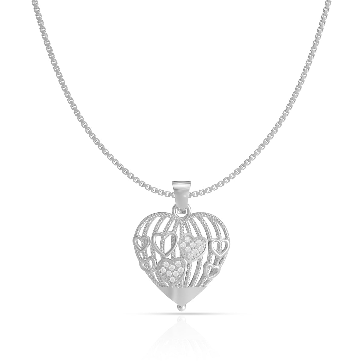 Silver Heart Mesh Pendant