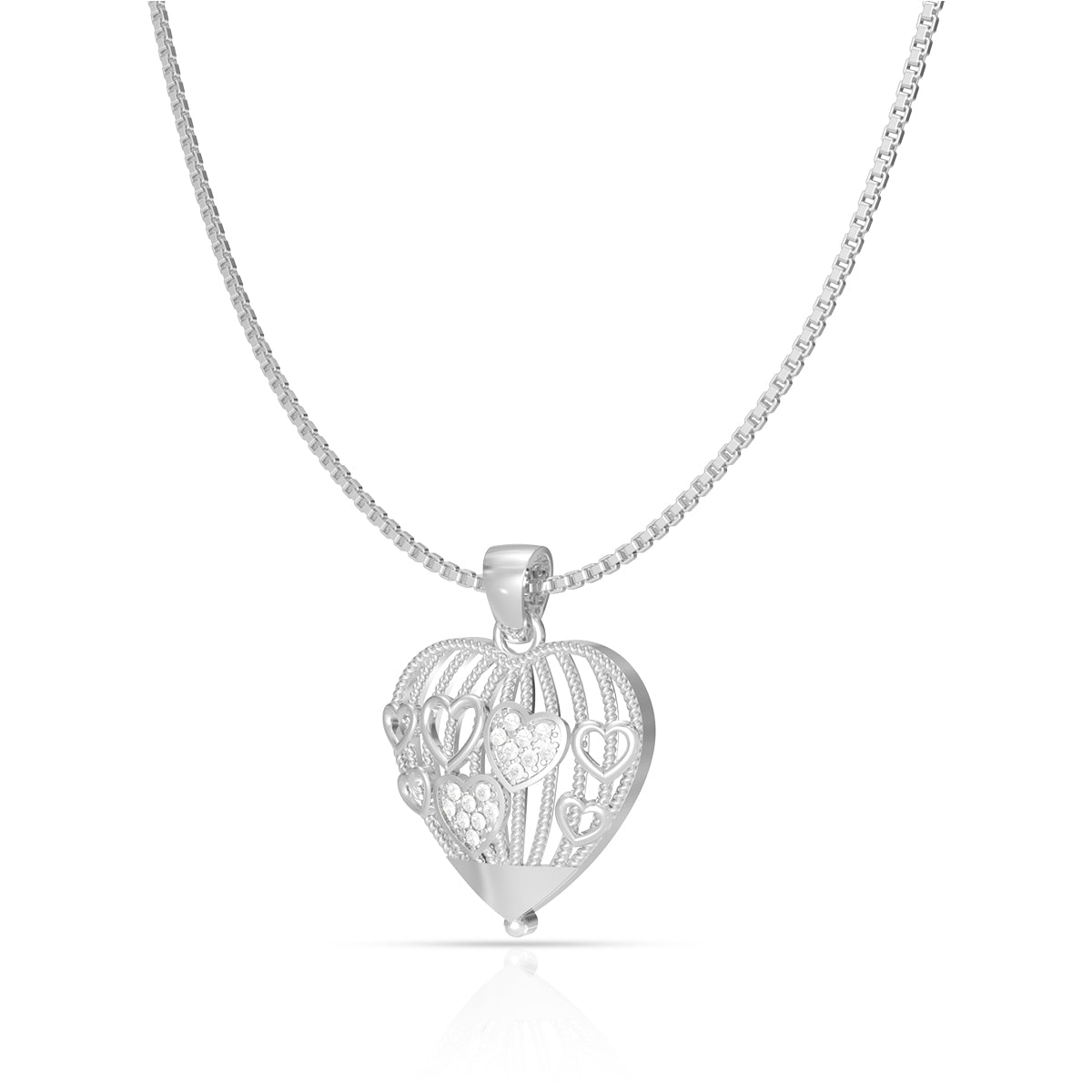 Silver Heart Mesh Pendant