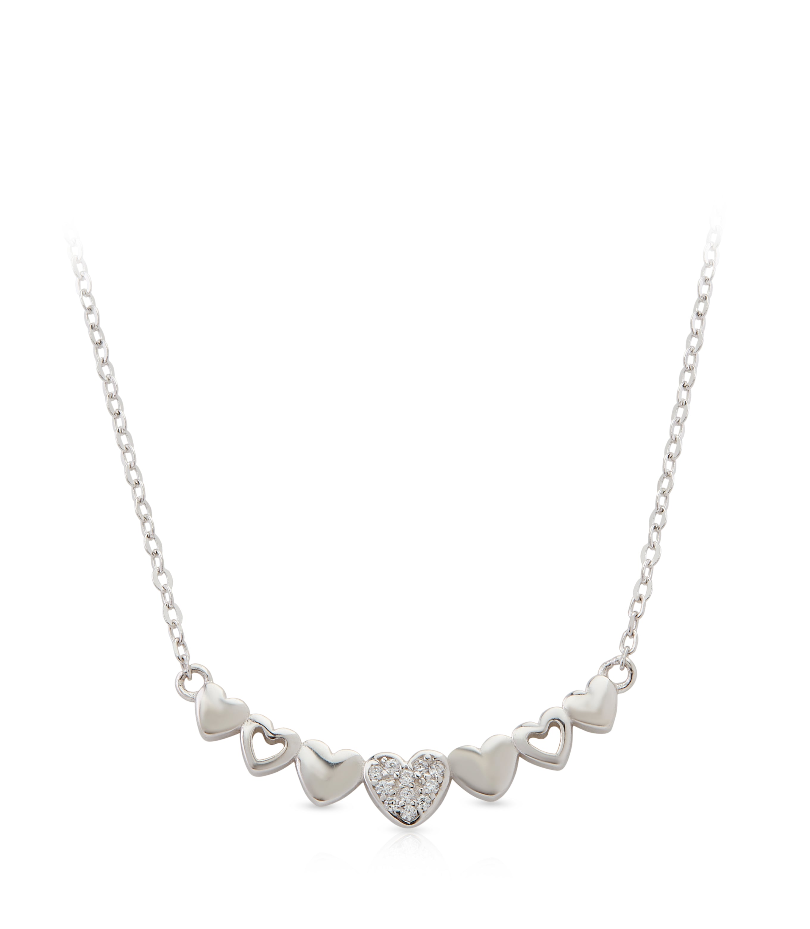 Heart Boutonniere Silver Pendant with Link Chain