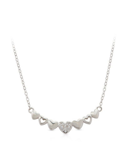 Heart Boutonniere Silver Pendant with Link Chain