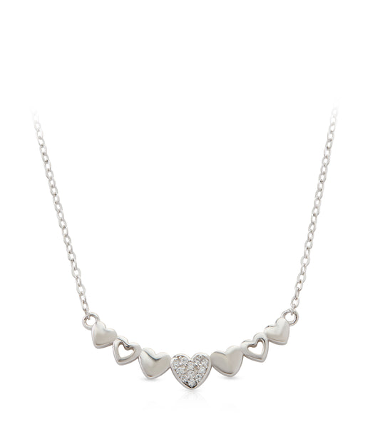 Heart Boutonniere Silver Pendant with Link Chain