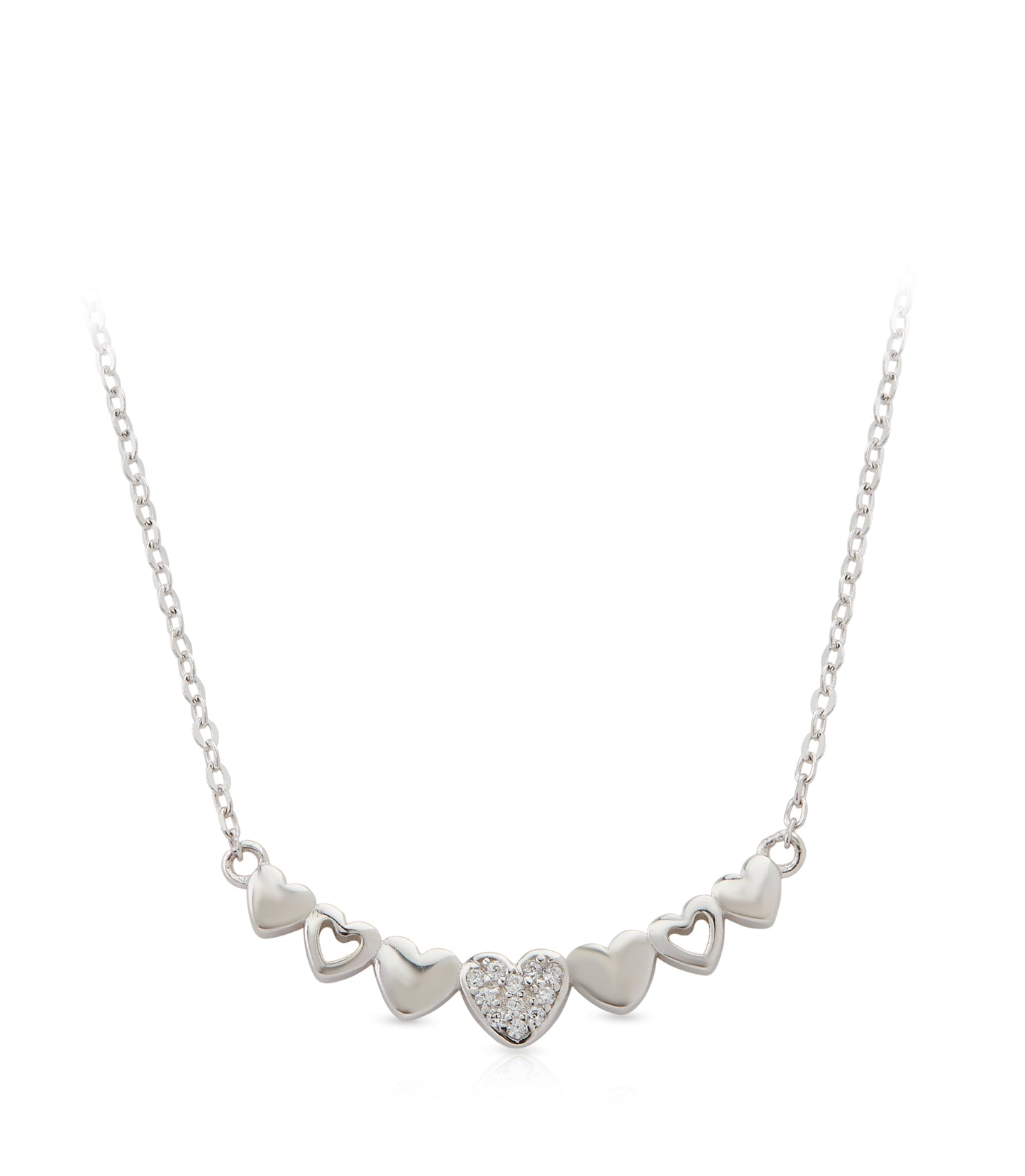 Heart Boutonniere Silver Pendant with Link Chain