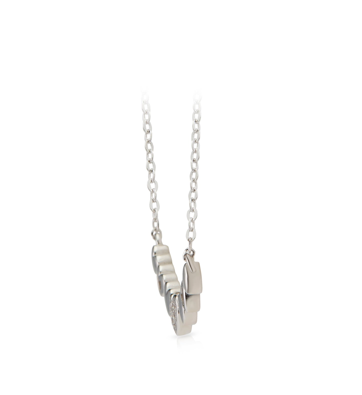 Heart Boutonniere Silver Pendant with Link Chain