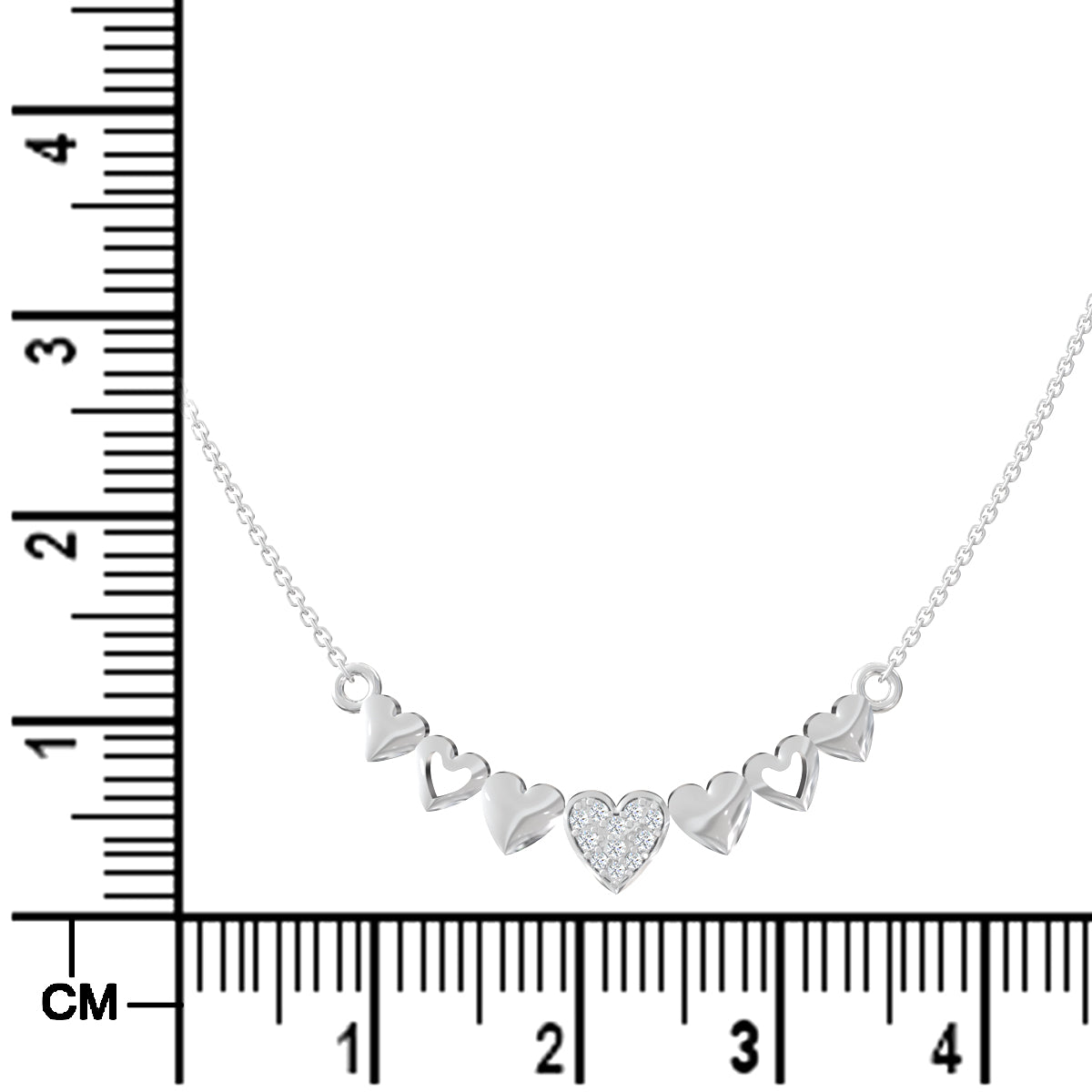 Heart Boutonniere Silver Pendant with Link Chain