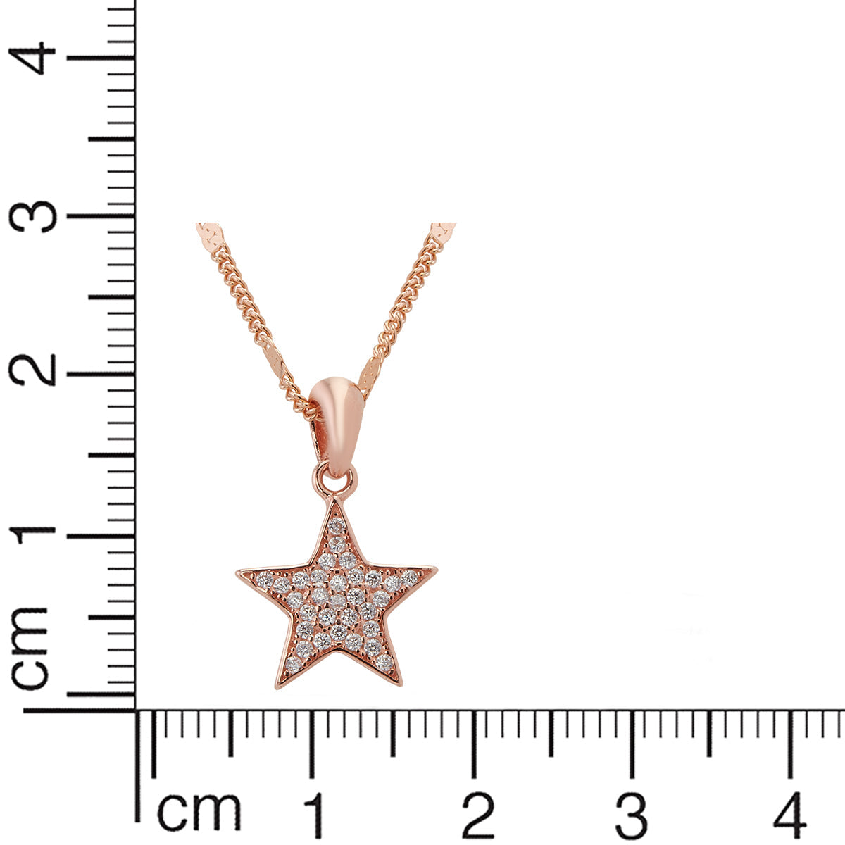 Rose Gold Shining Star Diamond Pendant with Link Chain