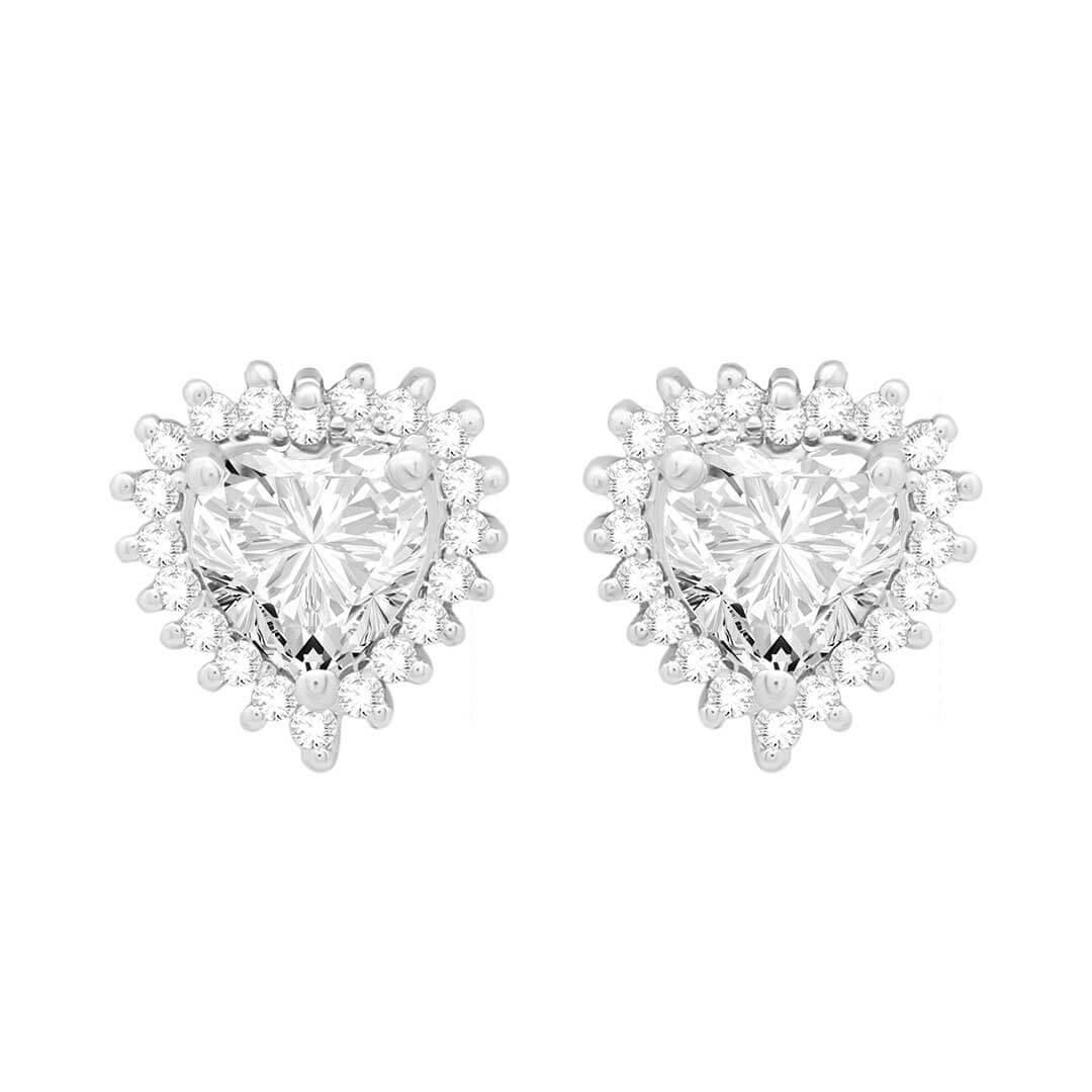 Silver Solitaire Heart Pendant Set