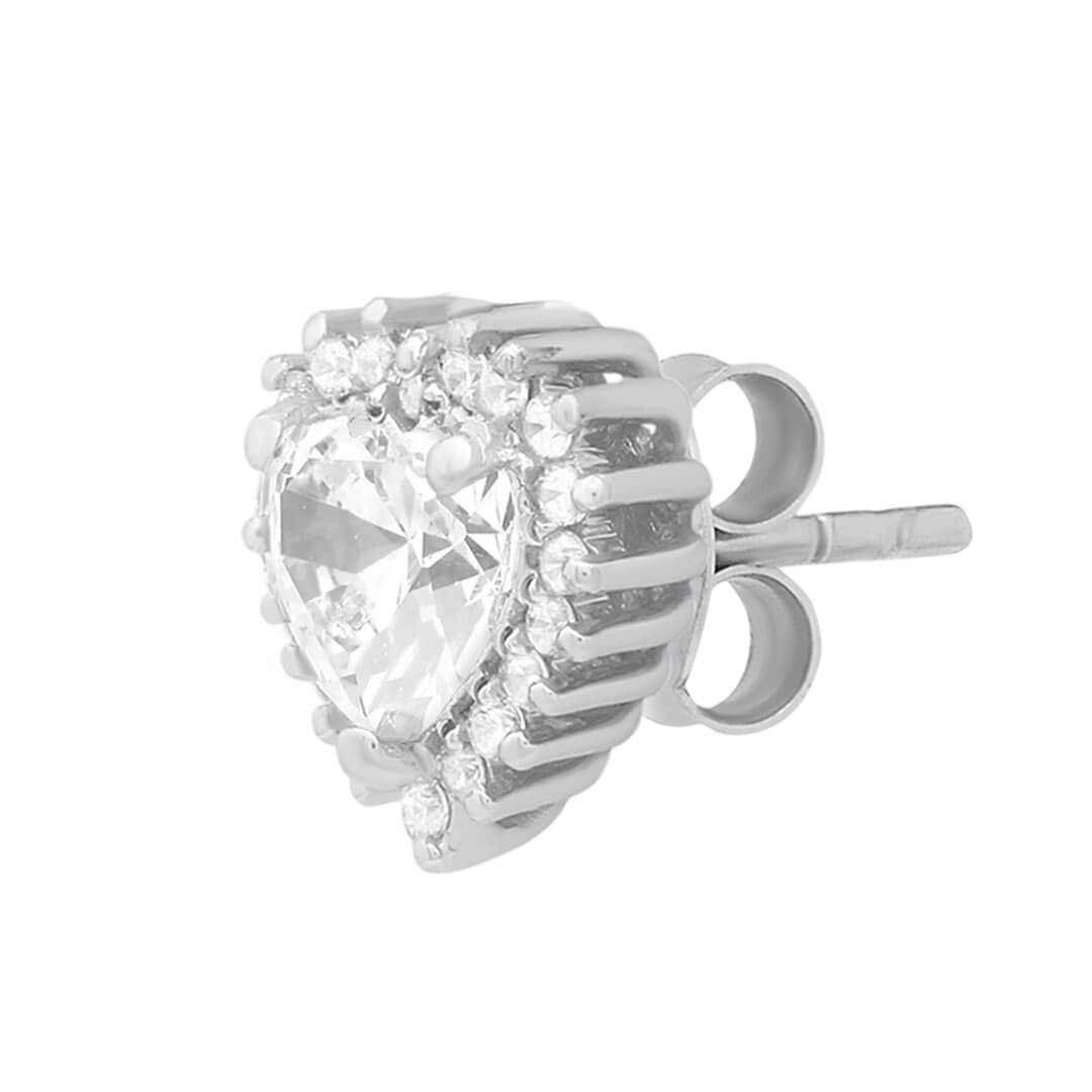 Silver Solitaire Heart Pendant Set