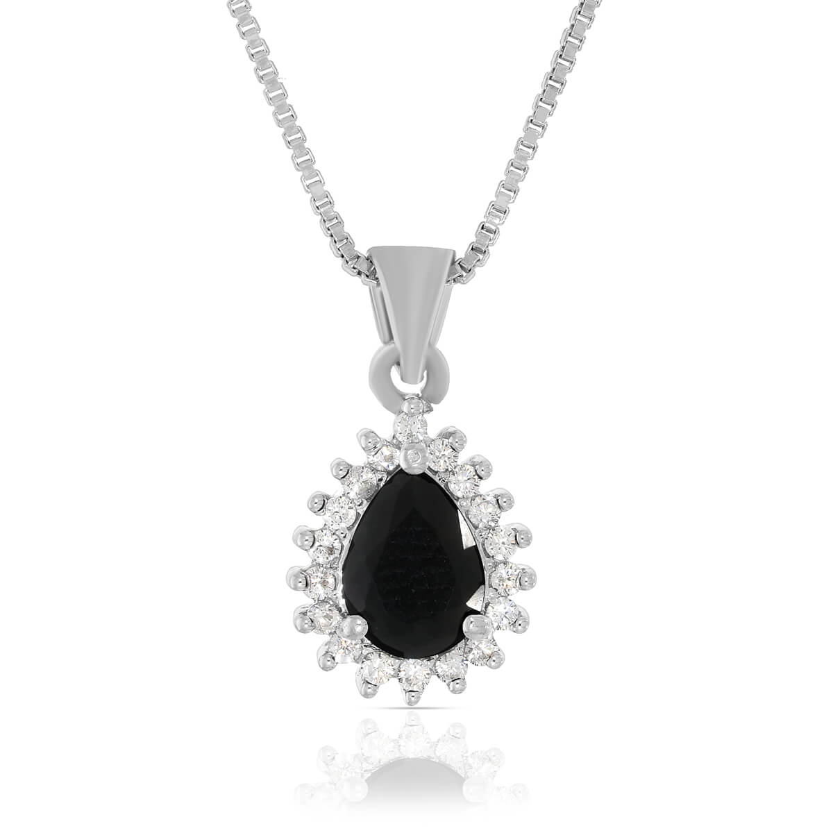 Silver Bold Black Pendant With Chain