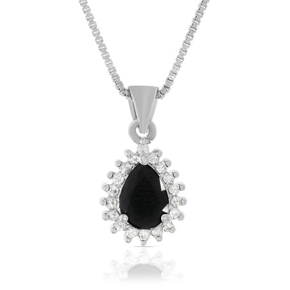 Silver Bold Black Pendant With Chain