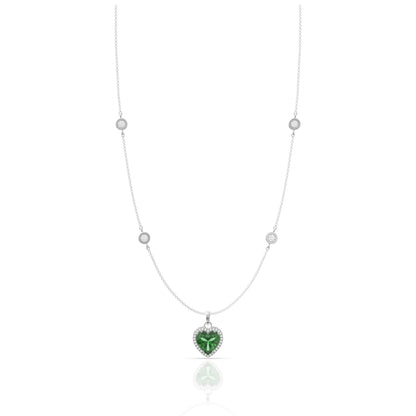 Silver Emerald Green Heart Necklace