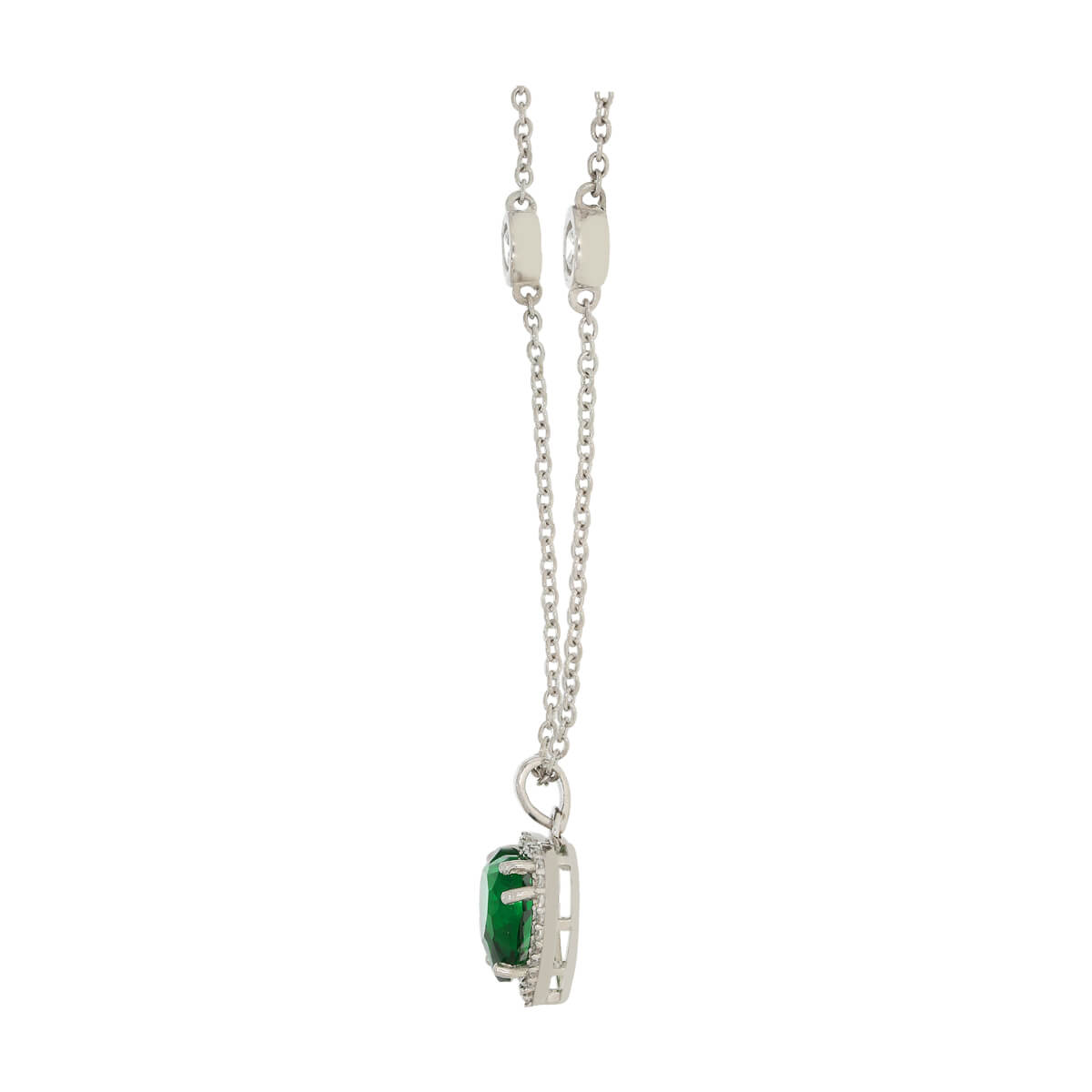Silver Emerald Green Heart Necklace
