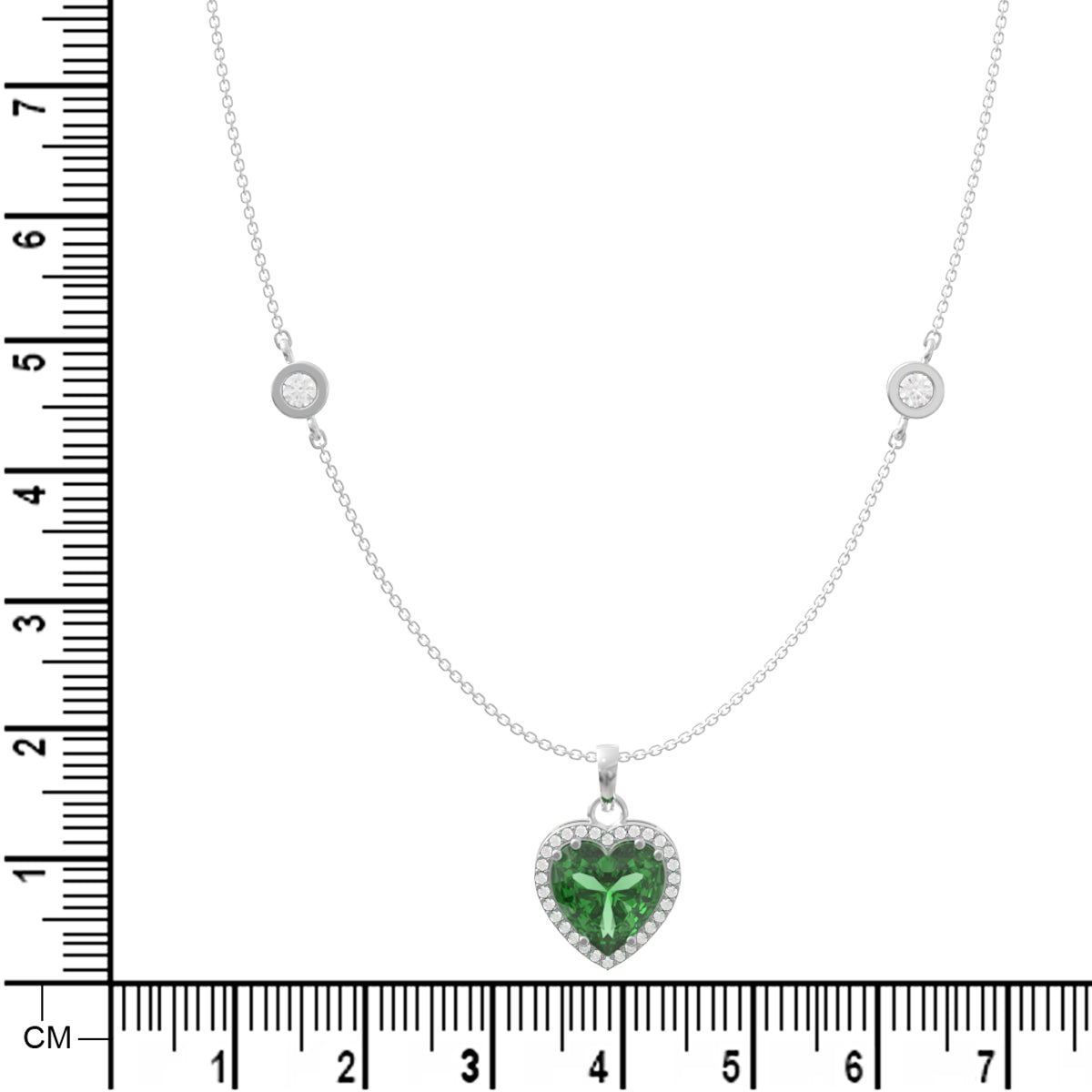 Silver Emerald Green Heart Necklace