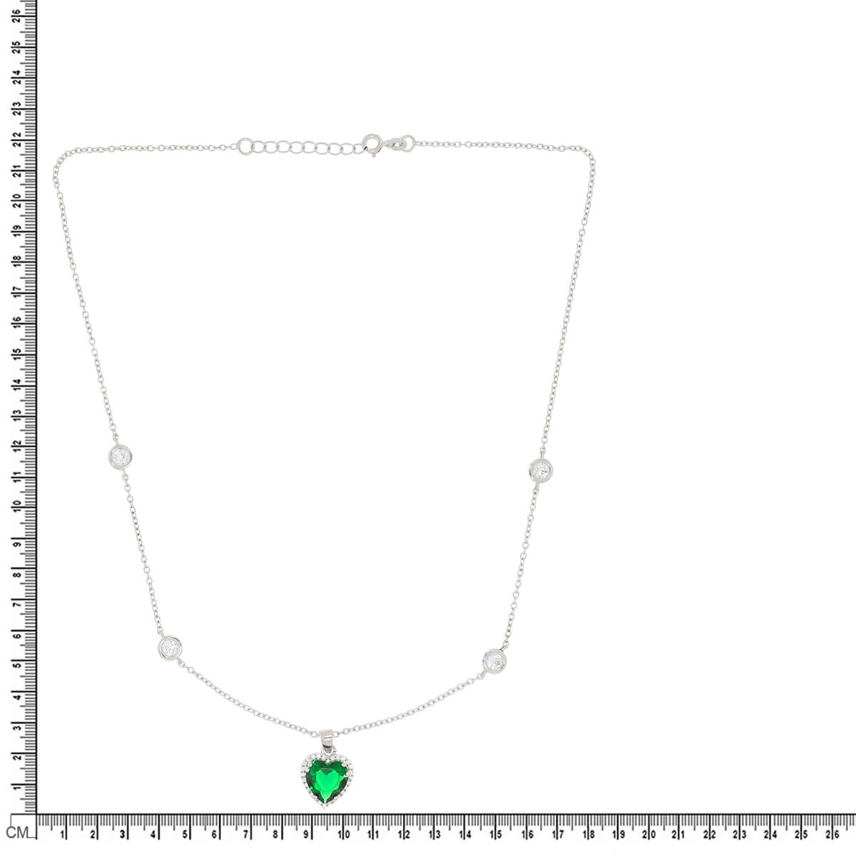 Silver Emerald Green Heart Necklace