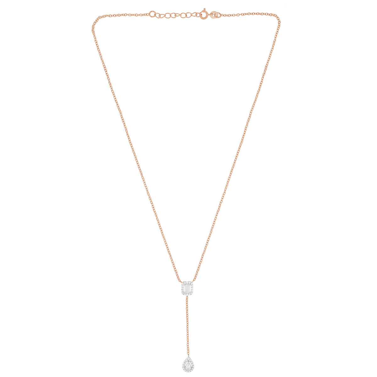 925 Sterling Silver Rose Gold Cubic Zirconia Diamond Charms Necklace