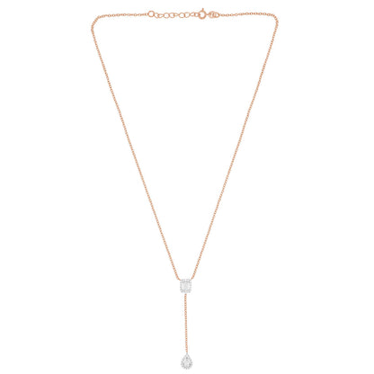 925 Sterling Silver Rose Gold Cubic Zirconia Diamond Charms Necklace