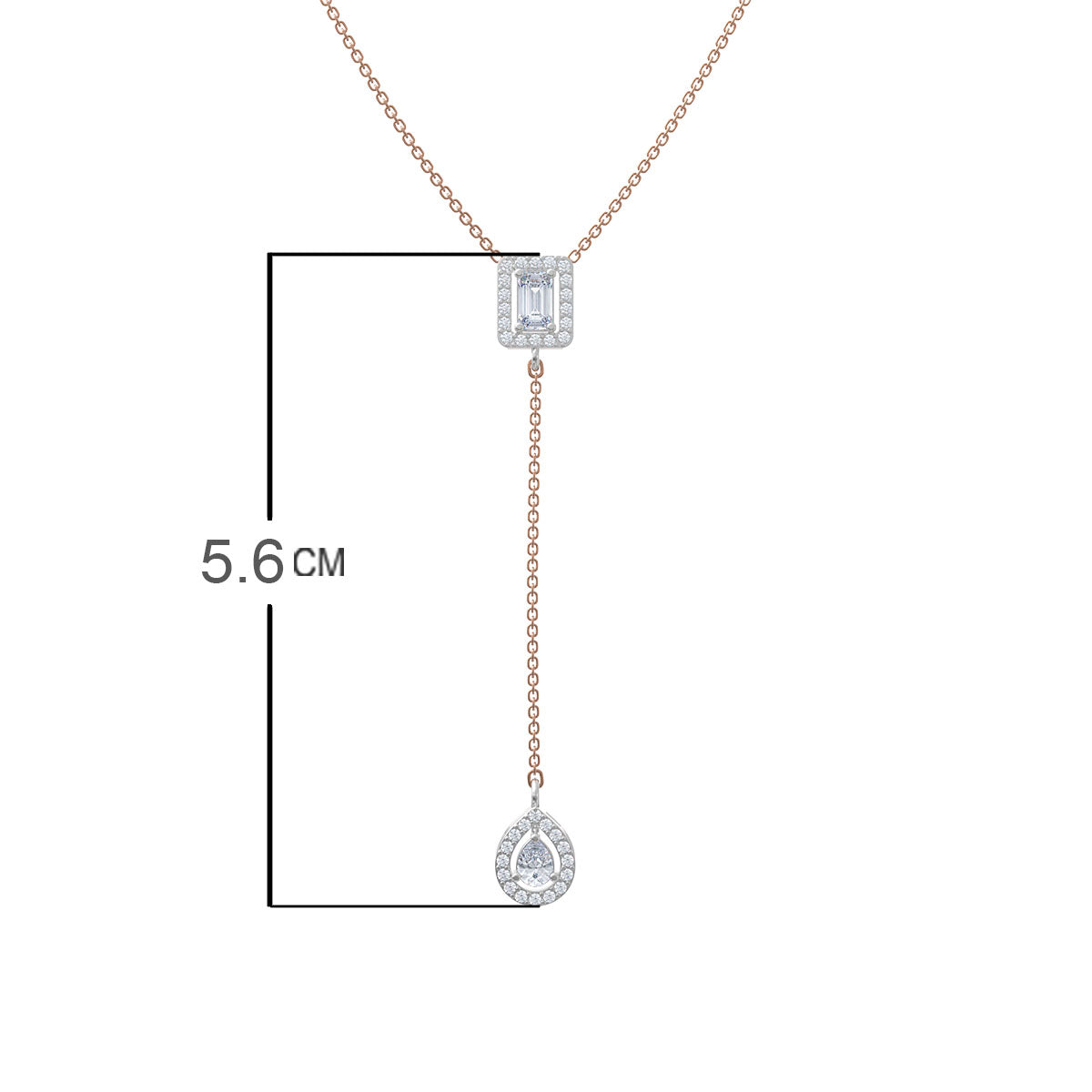 925 Sterling Silver Rose Gold Cubic Zirconia Diamond Charrms Necklace