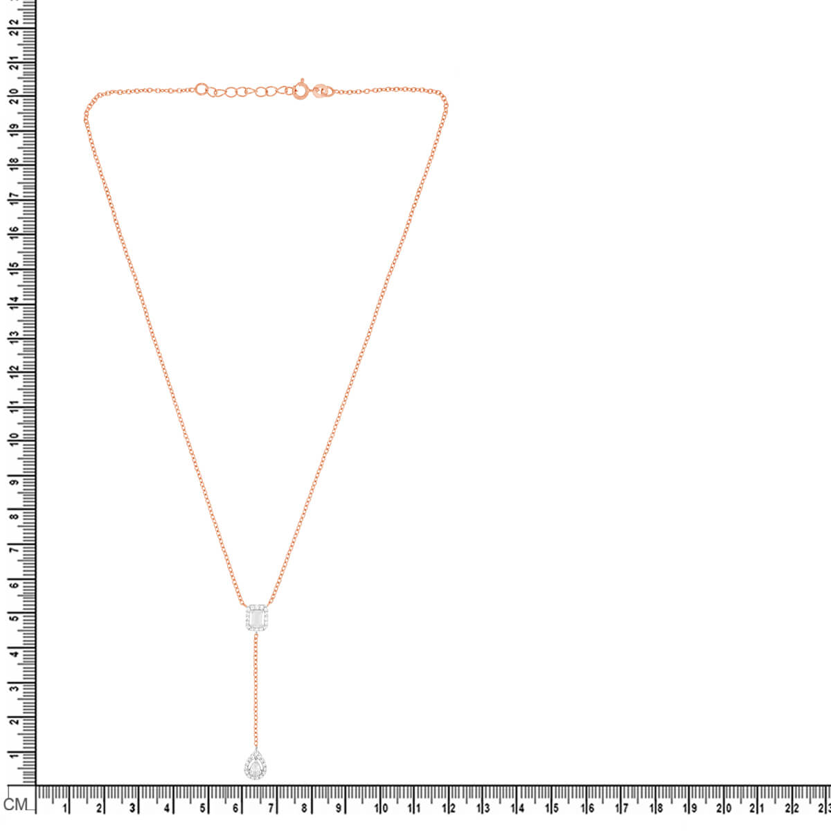 925 Sterling Silver Rose Gold Cubic Zirconia Diamond Charms Necklace