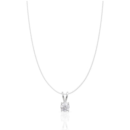 Silver Classic Zircon Pendant with Link Chain