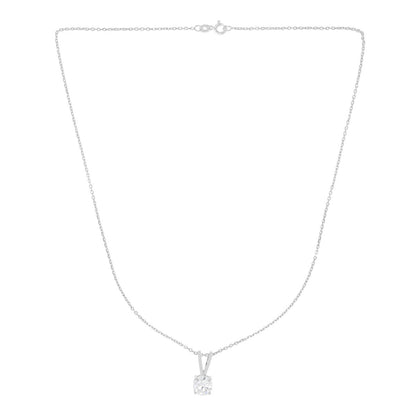Silver Classic Zircon Pendant with Link Chain