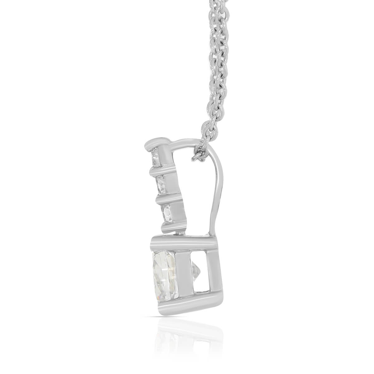 Silver Solitaire Pendant with Link Chain
