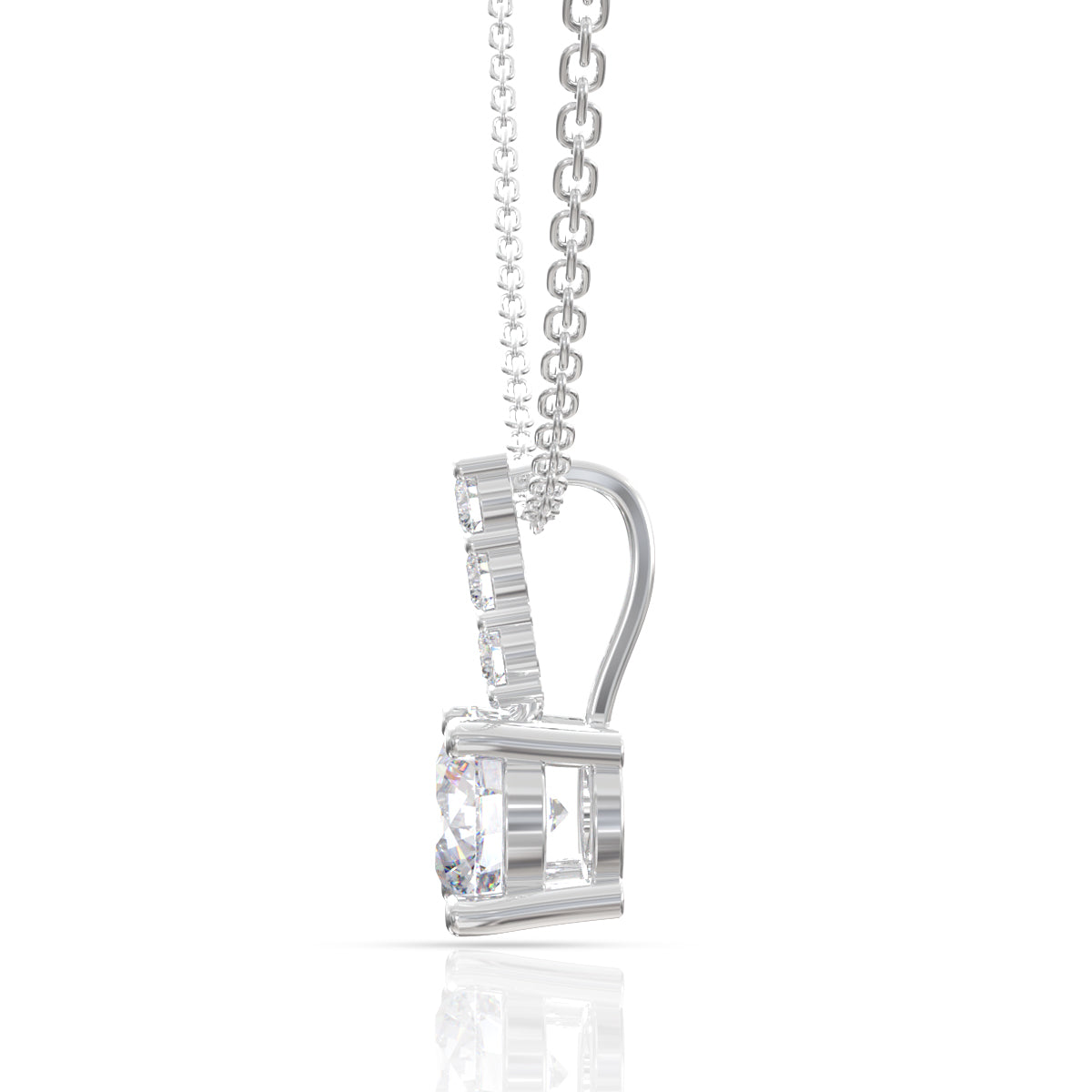 Silver Solitaire Pendant with Link Chain