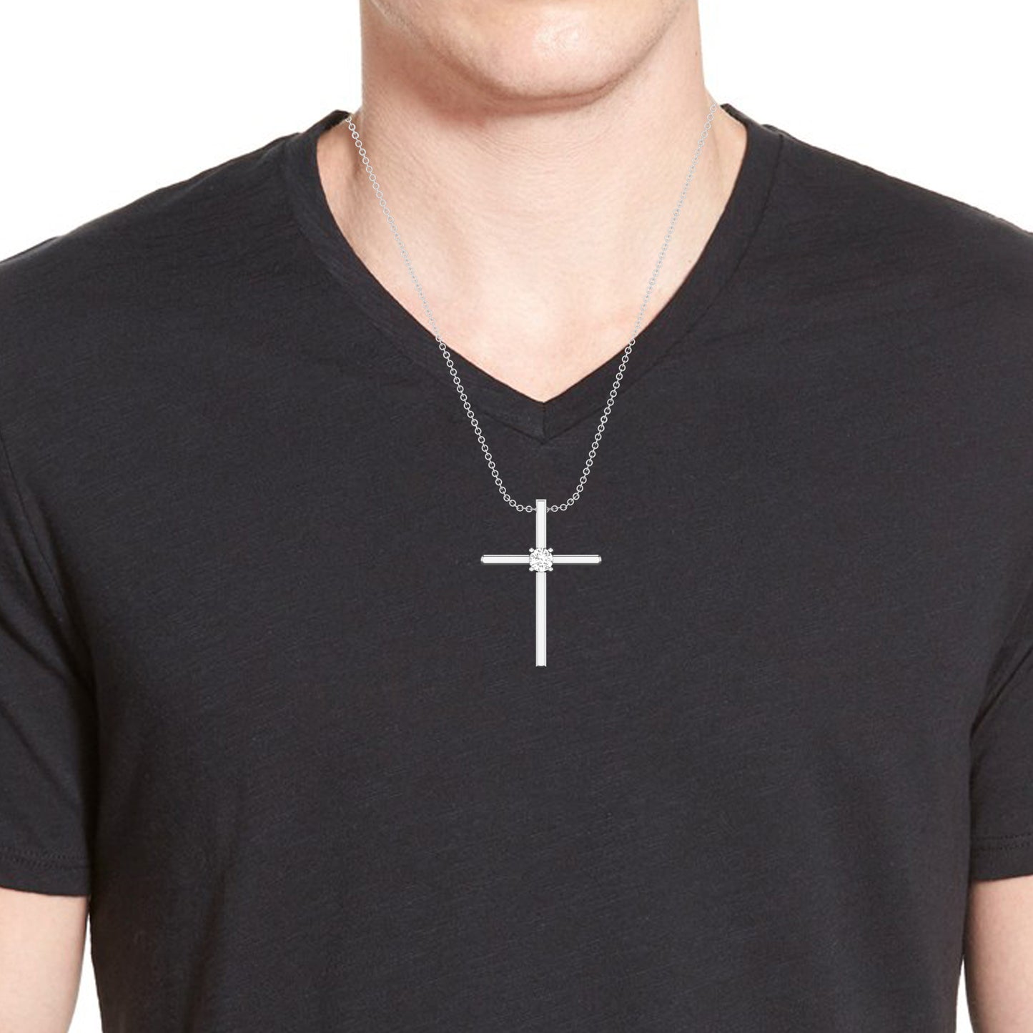 Men's Sleek Silver Cross Locket