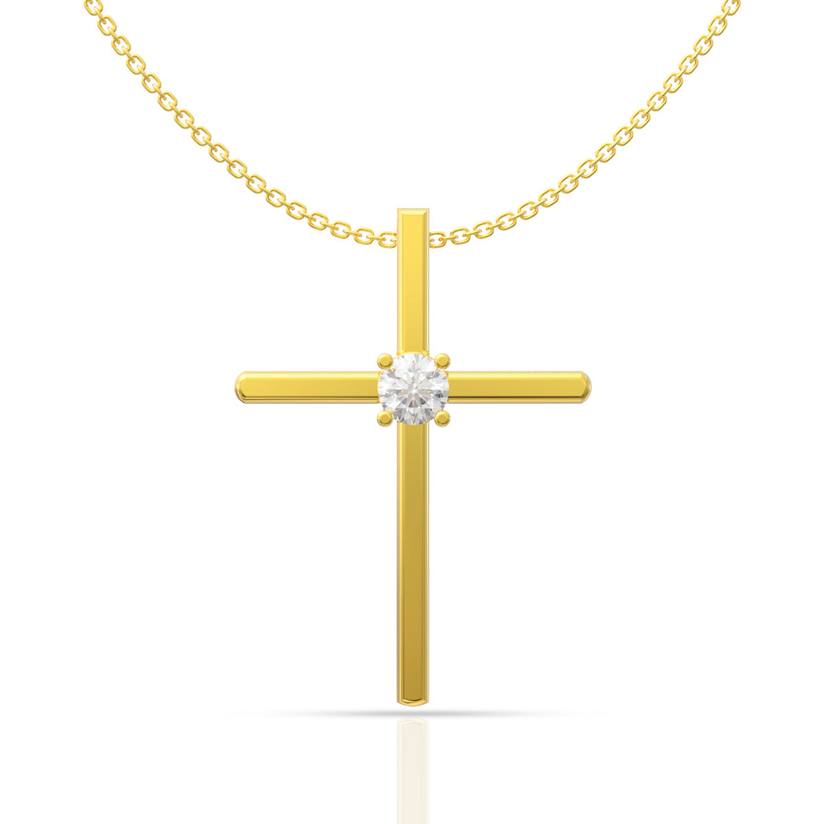 Timeless Faith Sterling Silver Holy Cross Yellow Gold Pendant