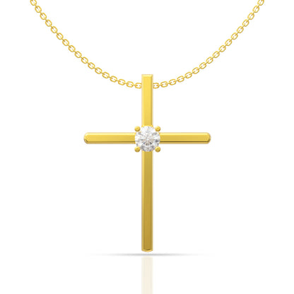 Timeless Faith Sterling Silver Holy Cross Yellow Gold Pendant