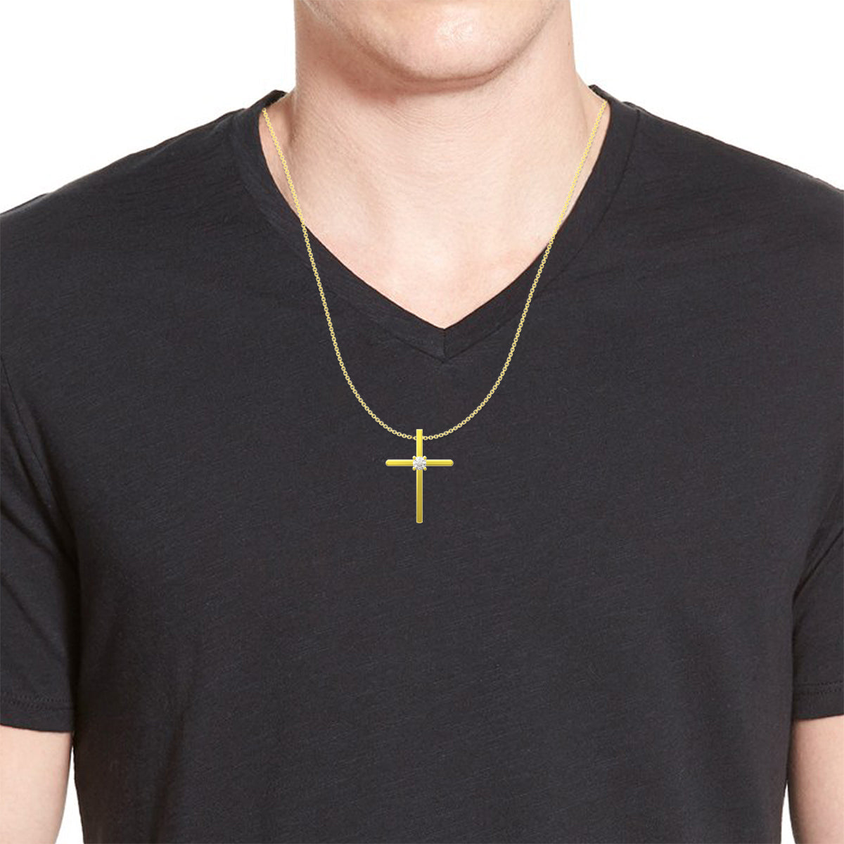 Timeless Faith Sterling Silver Holy Cross Yellow Gold Pendant