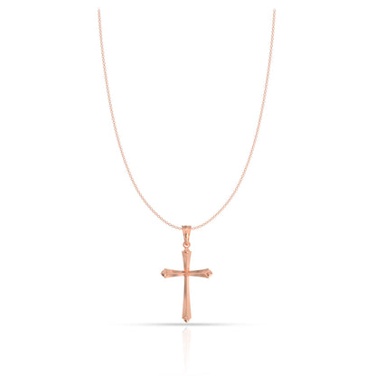 Pure Elegance Sterling Silver Holy Cross Rose Pendant