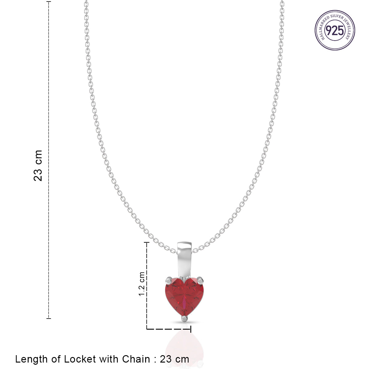 Elegant Red Heart 925 Sterling Silver Locket