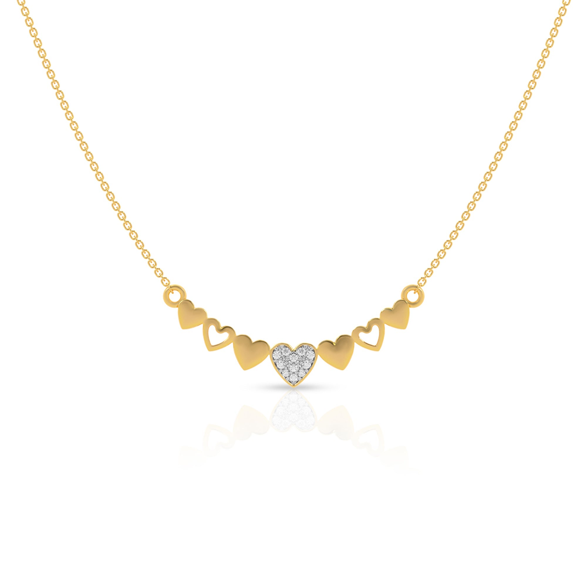 Elegant Heart-Shaped Gold Necklace with Diamond Centerpiece