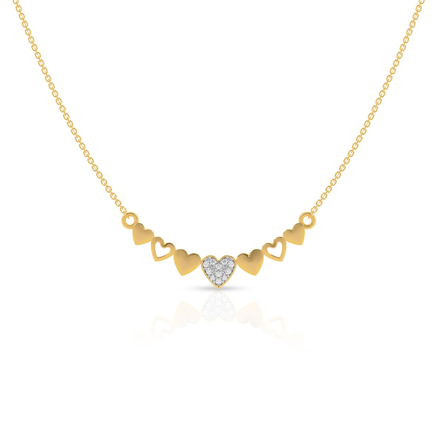 Elegant Heart-Shaped Gold Necklace with Diamond Centerpiece