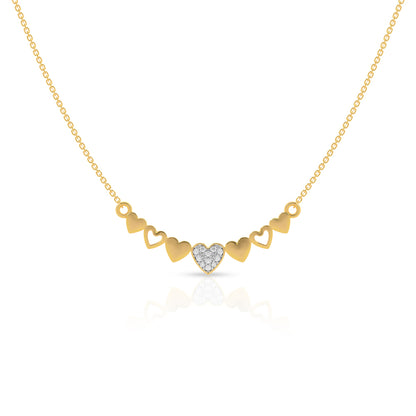 Elegant Heart-Shaped Gold Necklace with Diamond Centerpiece