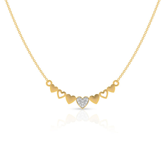 Elegant Heart-Shaped Gold Necklace with Diamond Centerpiece