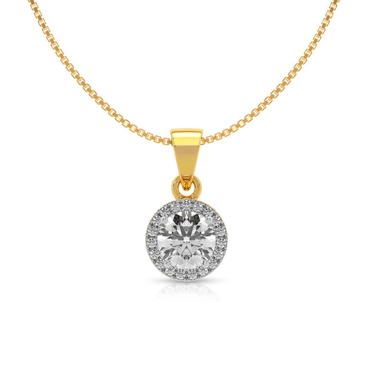 Stunning Gold Pendant with Diamond Halo
