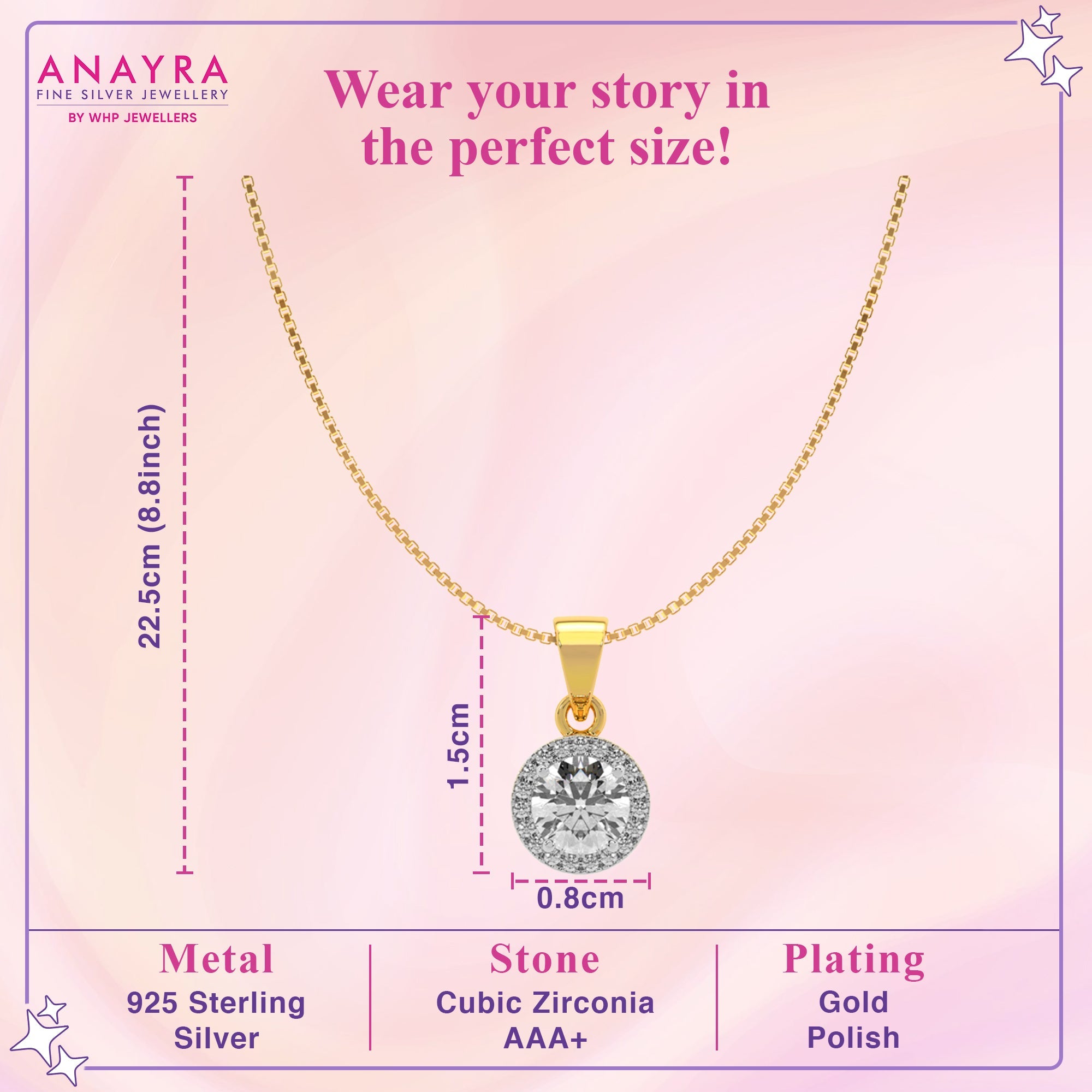 Stunning Gold Pendant with Diamond Halo