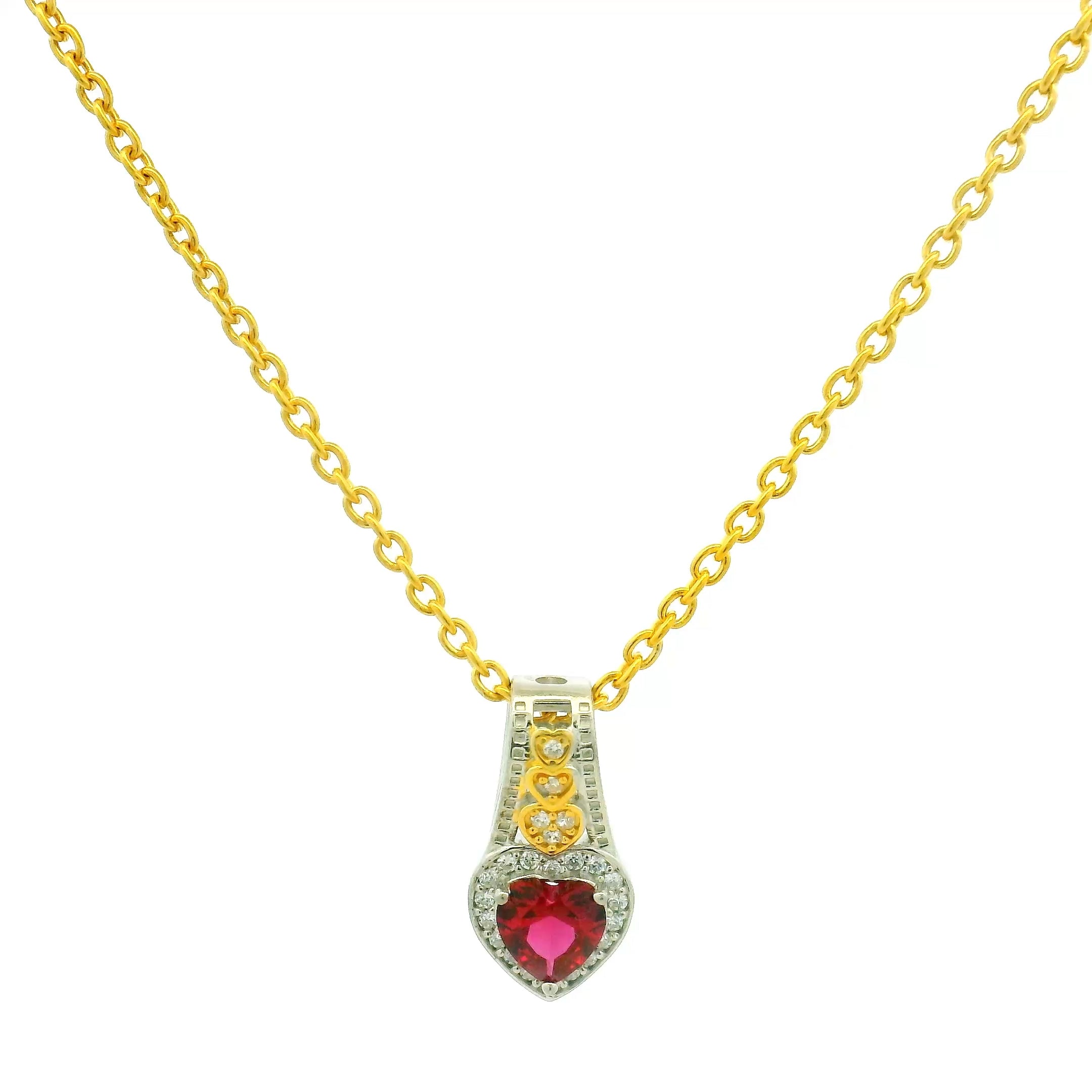 Three Hearts Ruby Charm Locket
